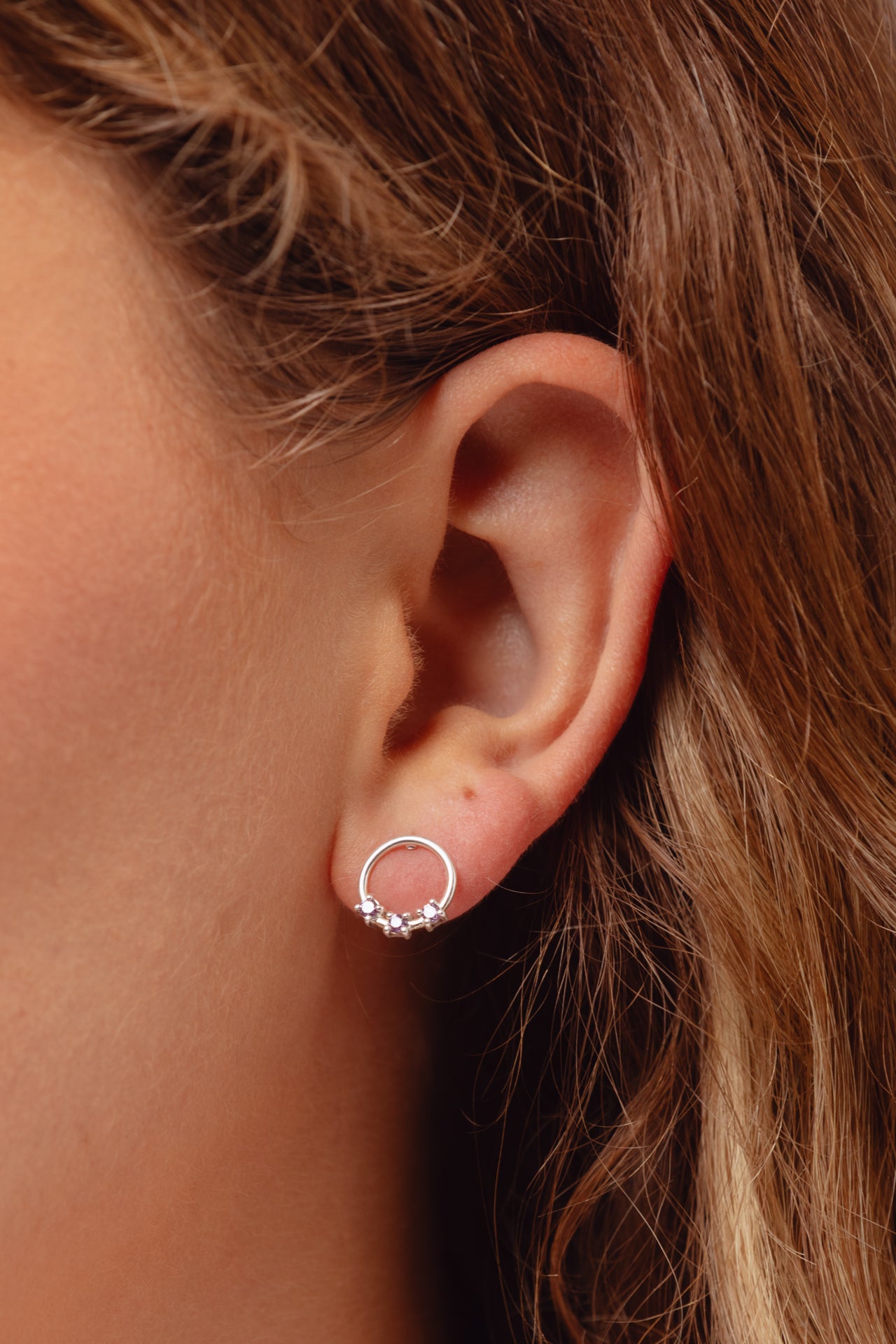 Orella Tria Amethyst Silver Studs