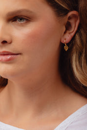 Eyes of Love Black Onyx Gold Charm Hoops