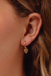 Eyes of Love Black Onyx Gold Charm Hoops