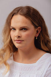 Lover's Gaze Black Onyx Gold Charm Hoops