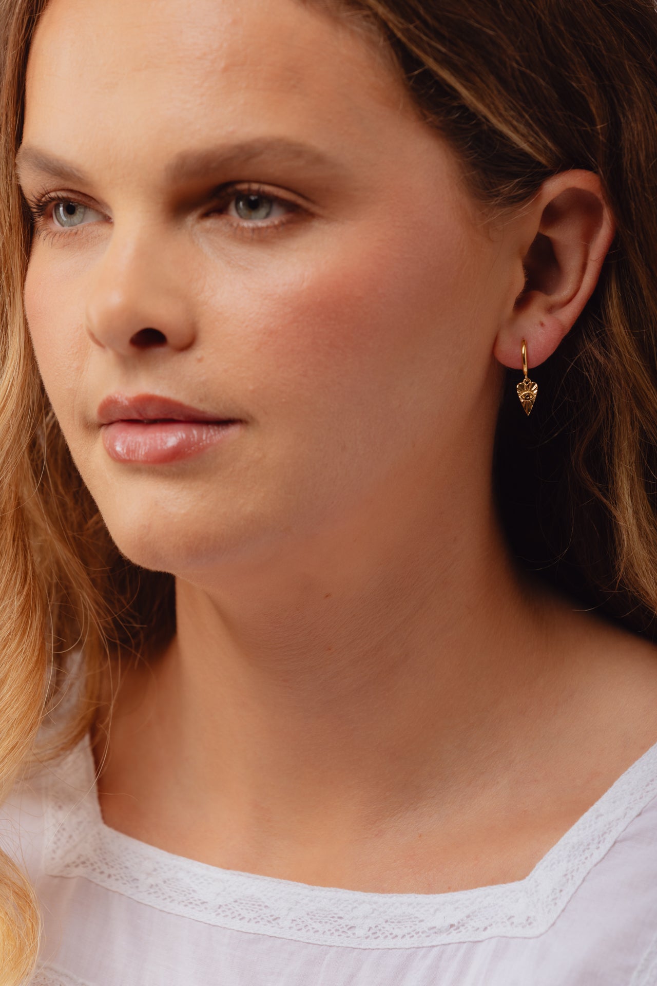 Lover's Gaze Black Onyx Gold Charm Hoops