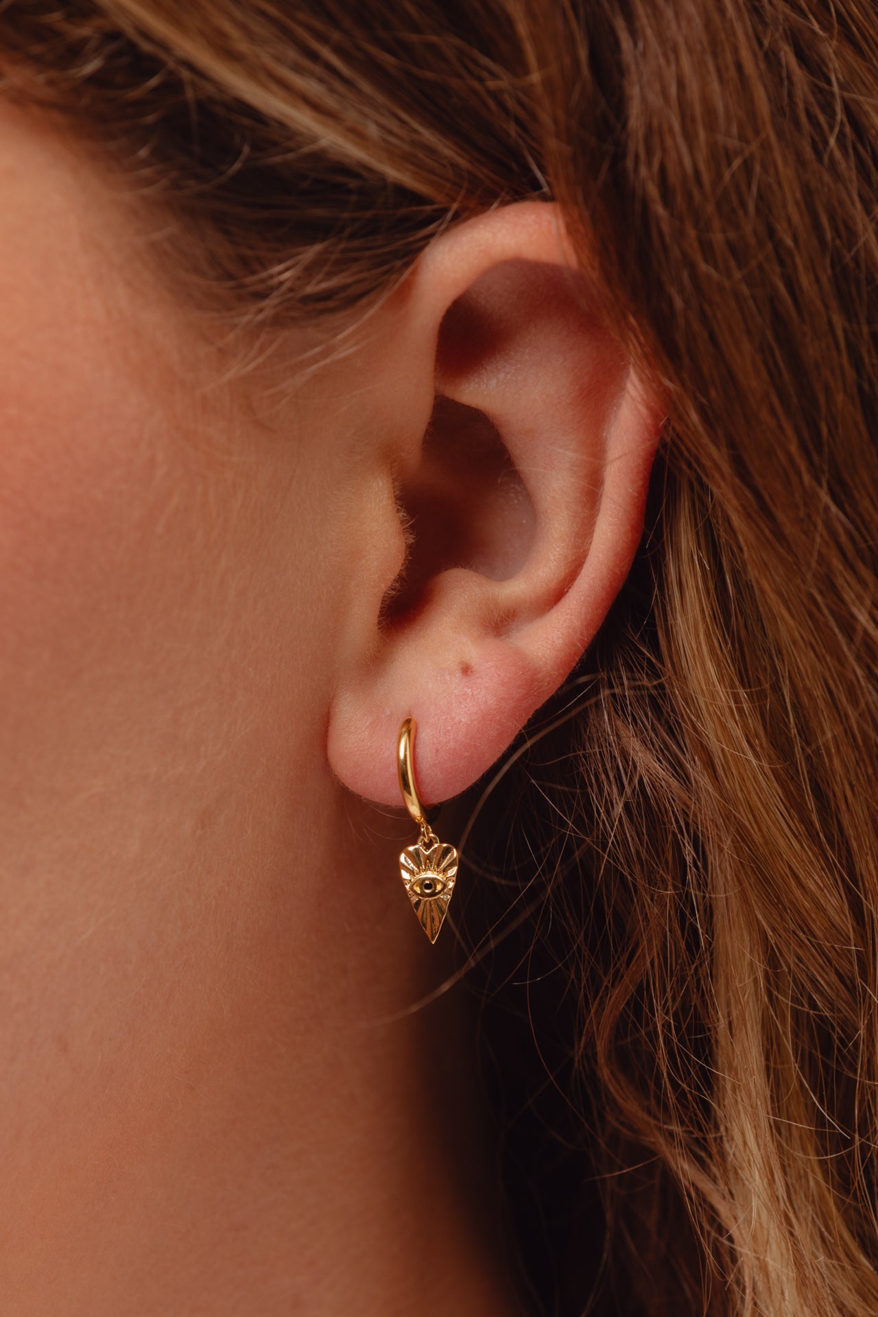 Lover's Gaze Black Onyx Gold Charm Hoops
