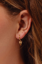 Lover's Gaze Black Onyx Gold Charm Hoops
