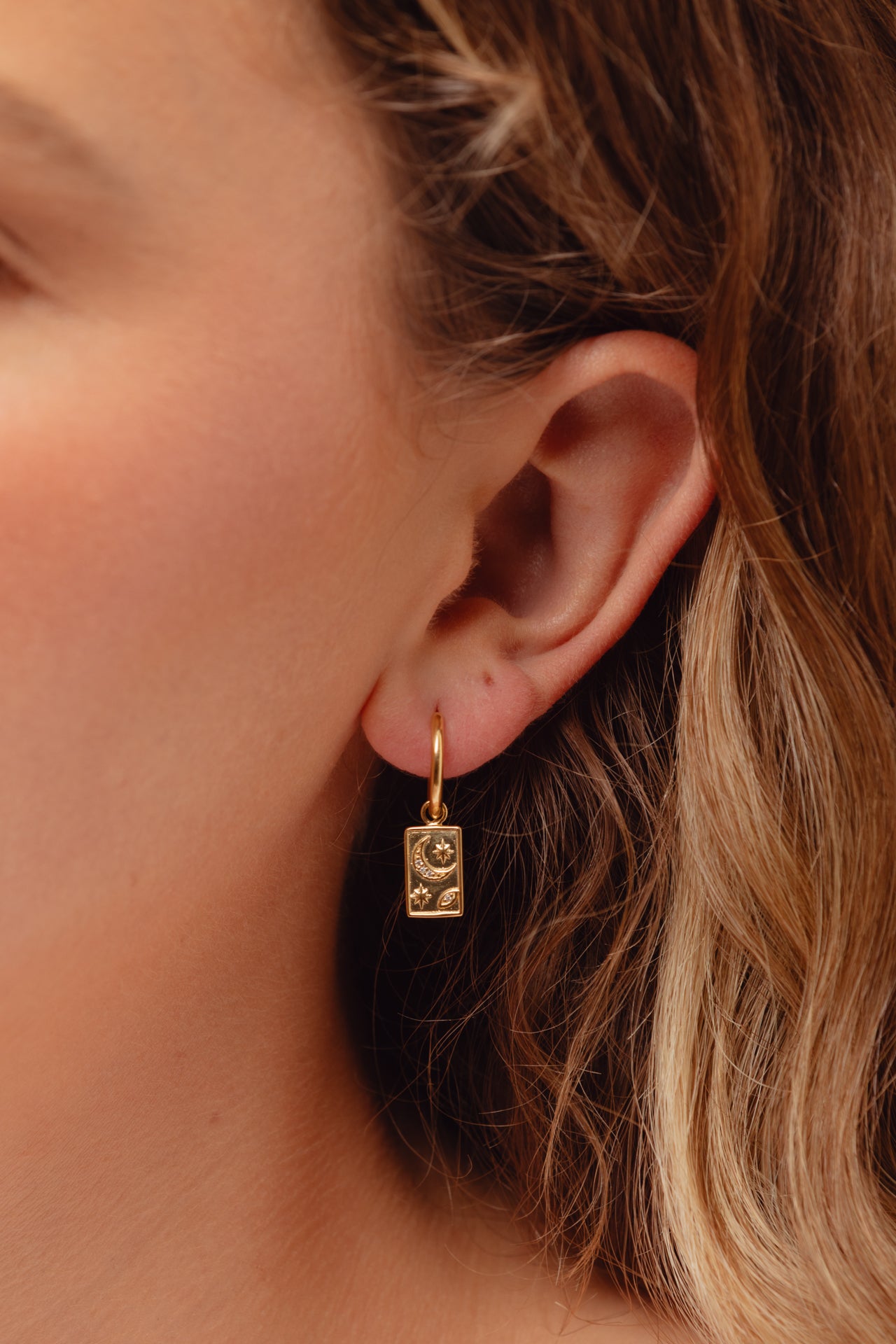 Neoma Gold Charm Hoops