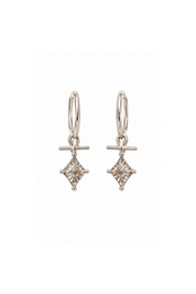 Aerith Rainbow Moonstone Silver Charm Hoops