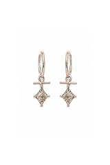 Aerith Rainbow Moonstone Silver Charm Hoops