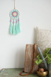 Aqua Tassel Macrame Wall Hanging