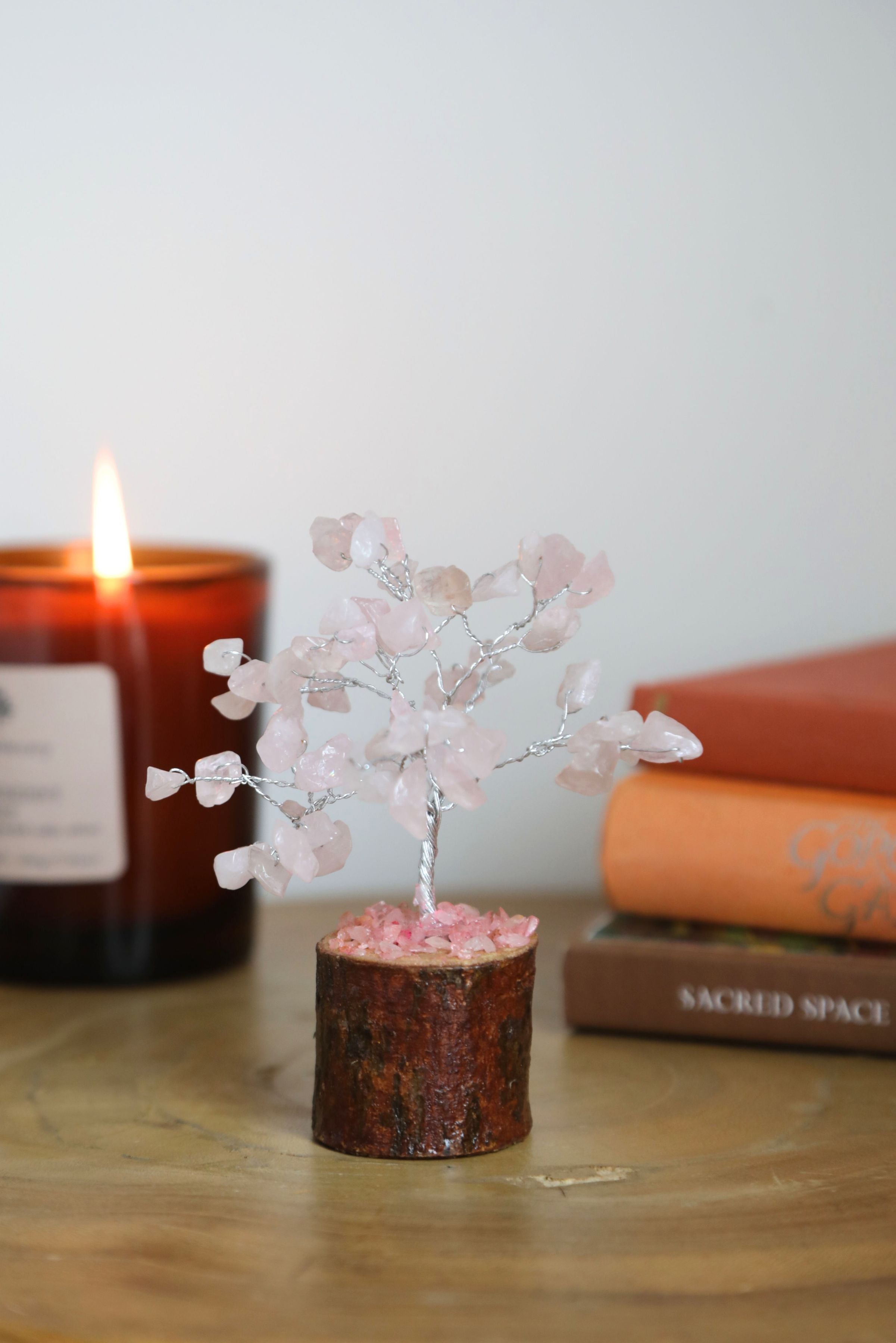 Rose Quartz Silver Small Crystal Tree