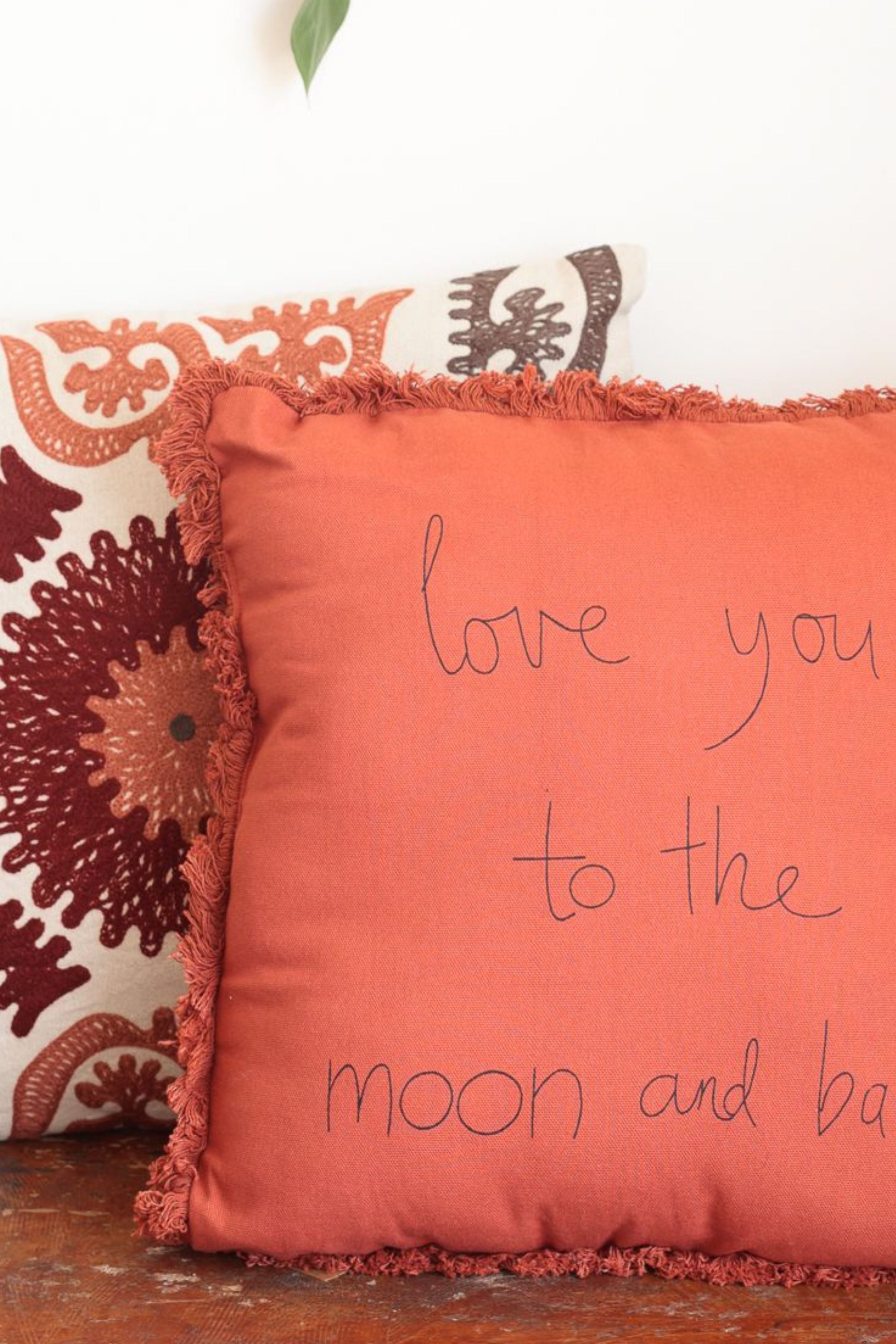 Love You to the Moon and Back Rust Cushion
