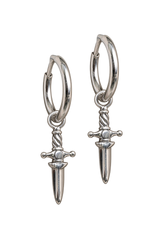 Dagger Silver Charm Hoops