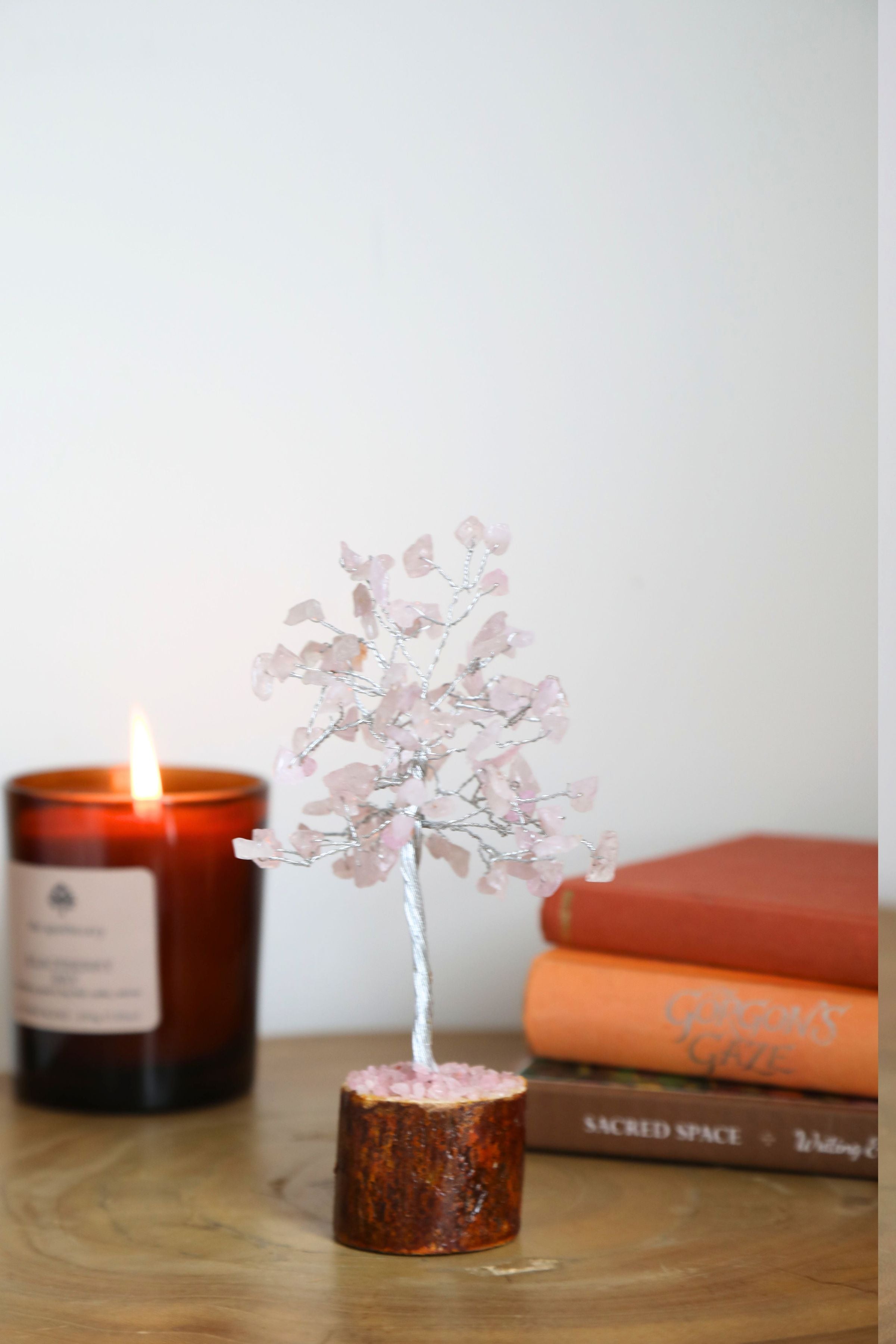 Rose Quartz Silver Medium Crystal tree