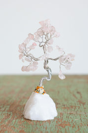 Rose Quartz Medium Silver Crystal Tree