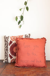 Love You to the Moon and Back Rust Cushion