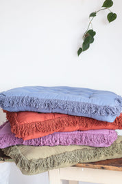 Rust Fringed Floor Cushion