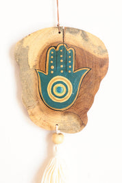 Wooden Hamsa Hanging With Tassel