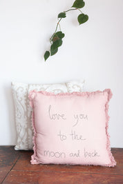 Love You to the Moon and Back Pink Cushion