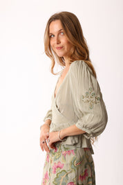 Rosewater Wrap Top