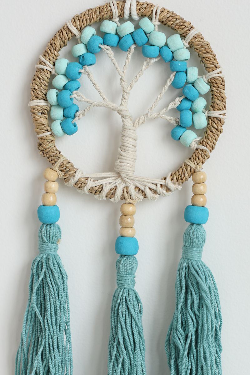 Teal Tree Tassel Wall Hanging