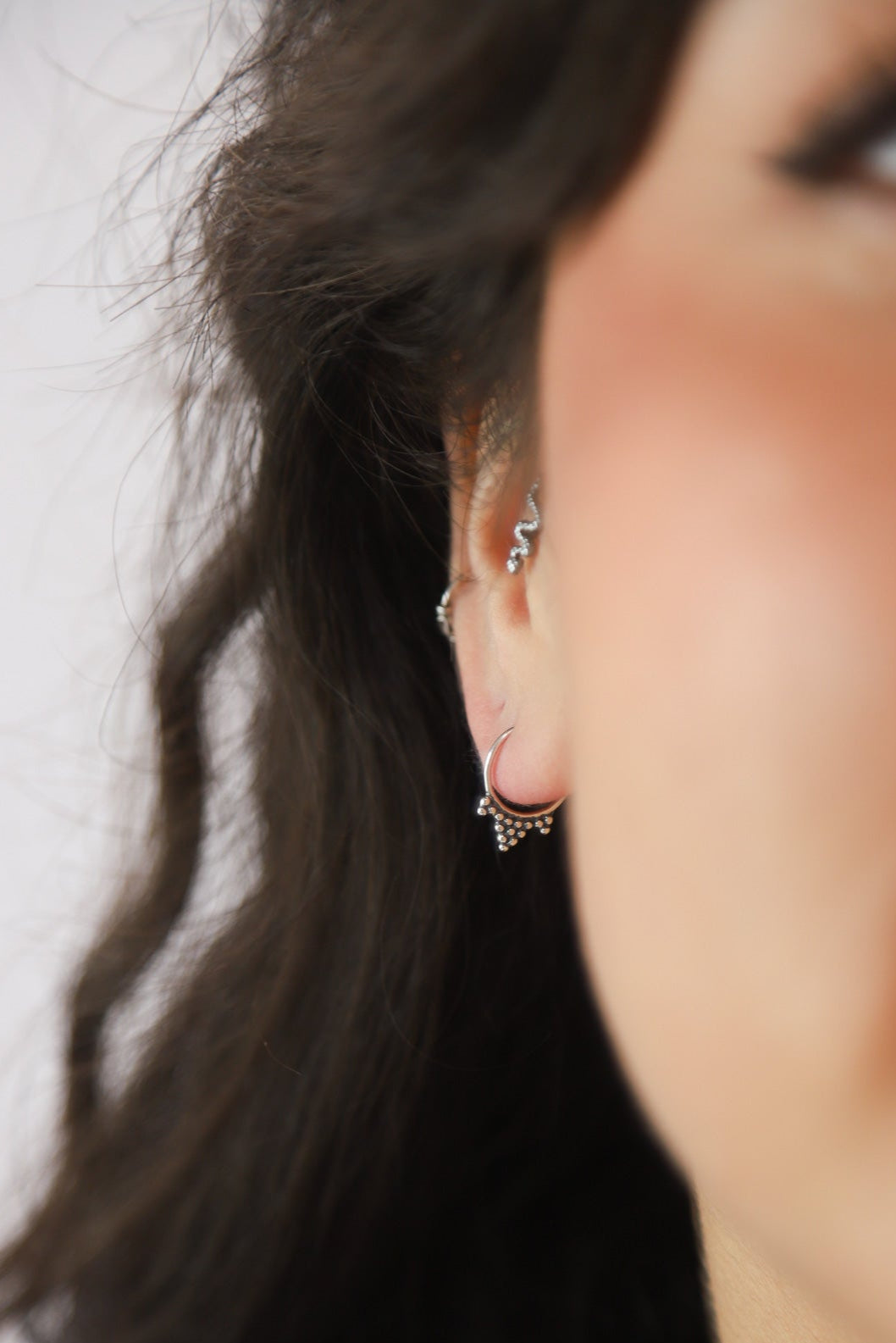 Small Silver Triple Pointed Hoops