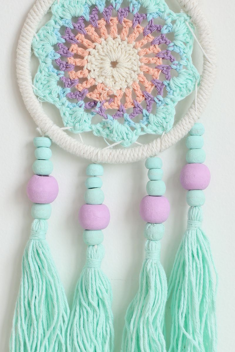 Aqua Tassel Macrame Wall Hanging
