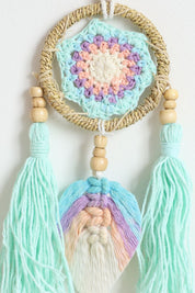 Aqua Macrame Leaf Wall Hanging
