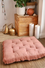 Rose Square Fringed Floor Cushion