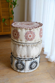 Black Embroidered Pouffe