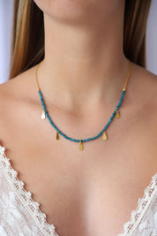 Apatite Necklace with Gold Charms