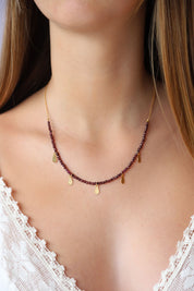 Rhodonite Necklace with Gold Charms