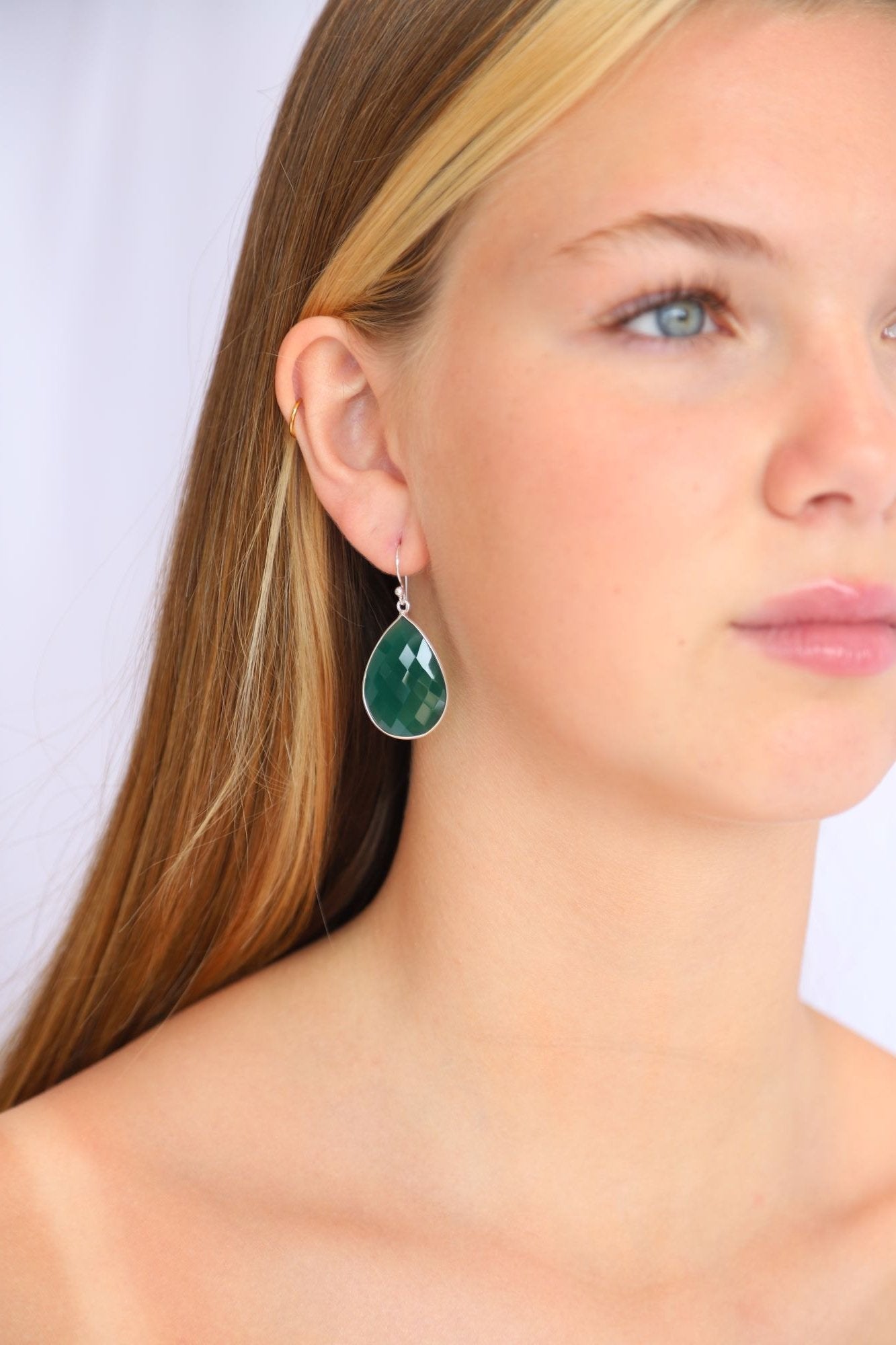 Green Onyx Teardrop Earrings