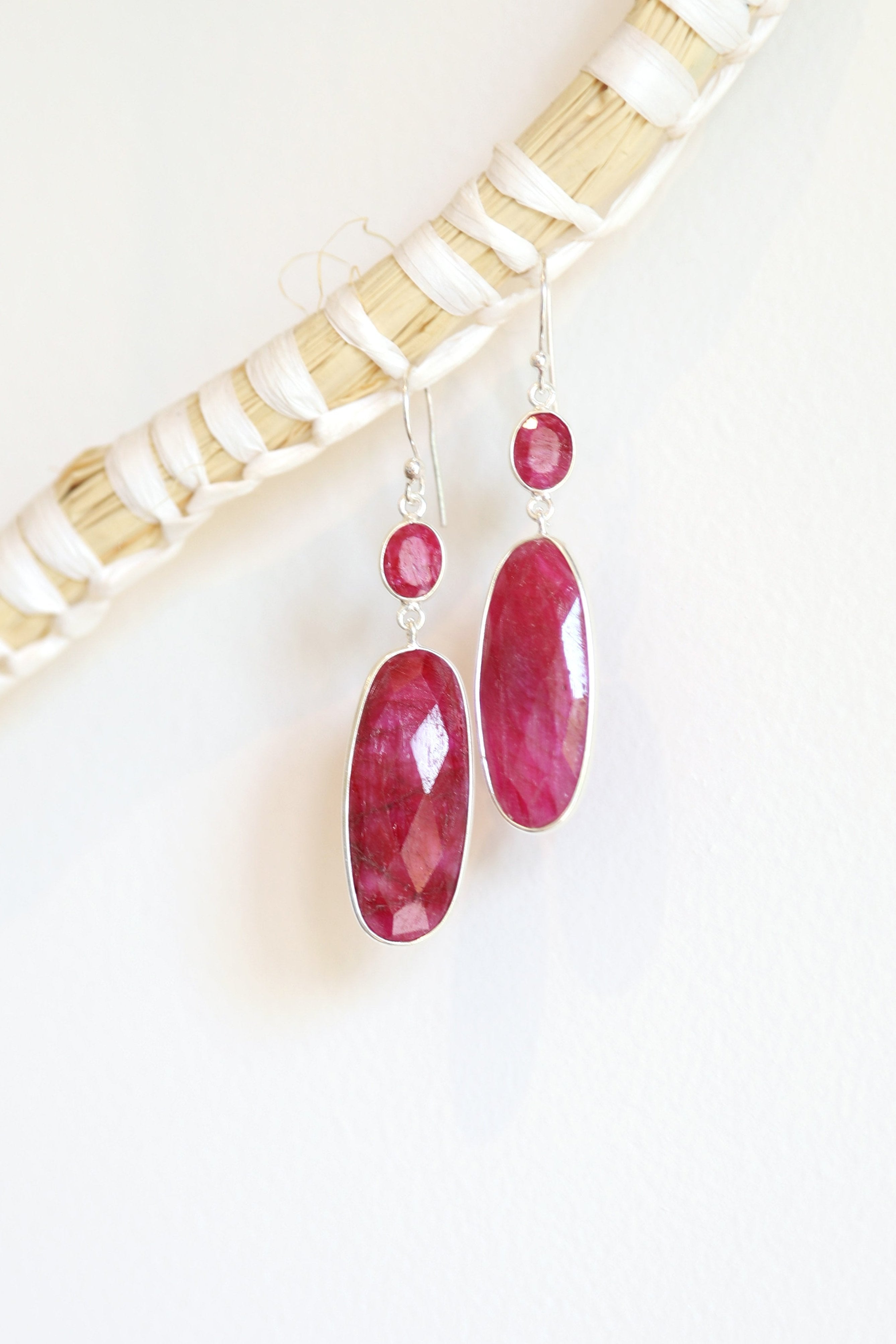 Double drop Ruby Earrings