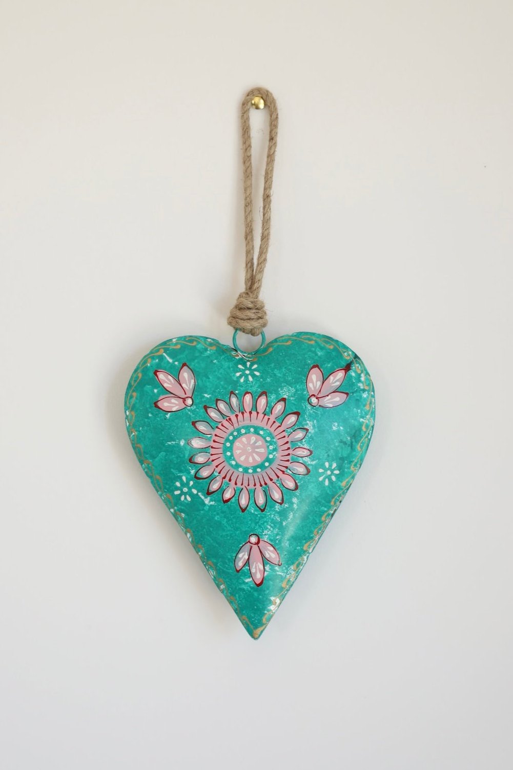 Large Turquoise Painted Heart