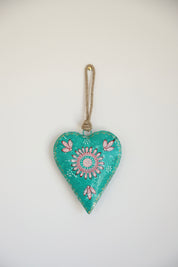 Large Turquoise Painted Heart