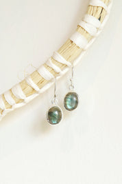 Oval Labradorite Drop Earrings