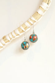 Pink Oyster Turquoise Earrings