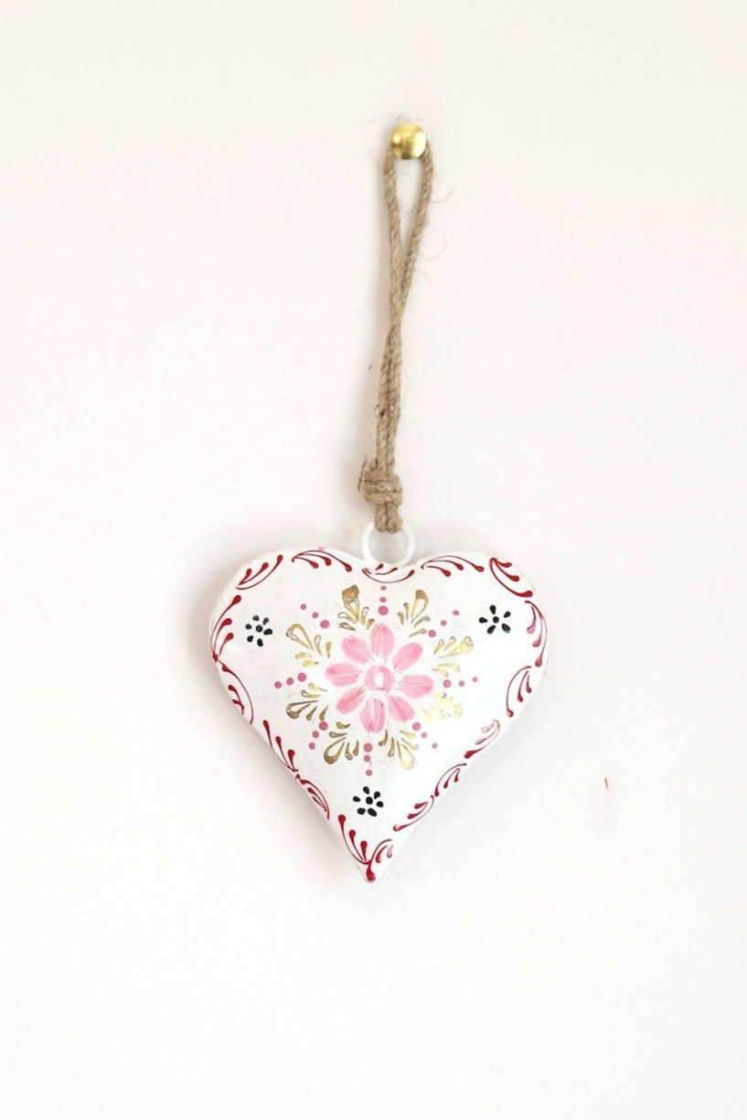 White Hand Painted Heart