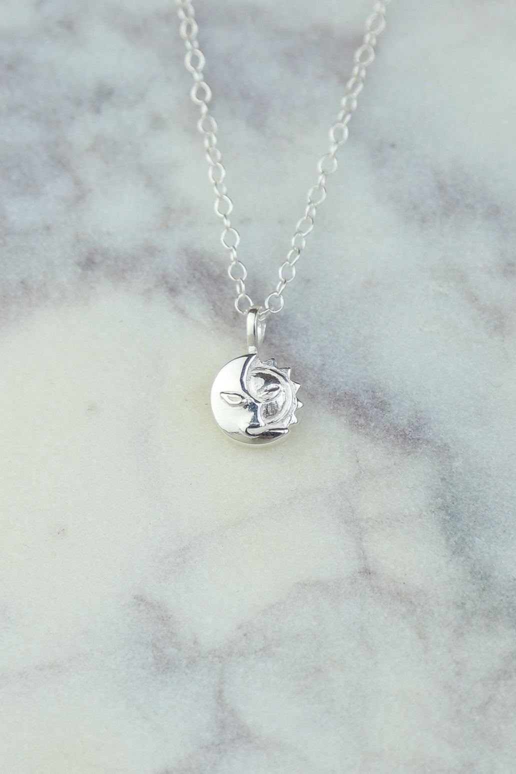 Silver Sun and Moon Necklace