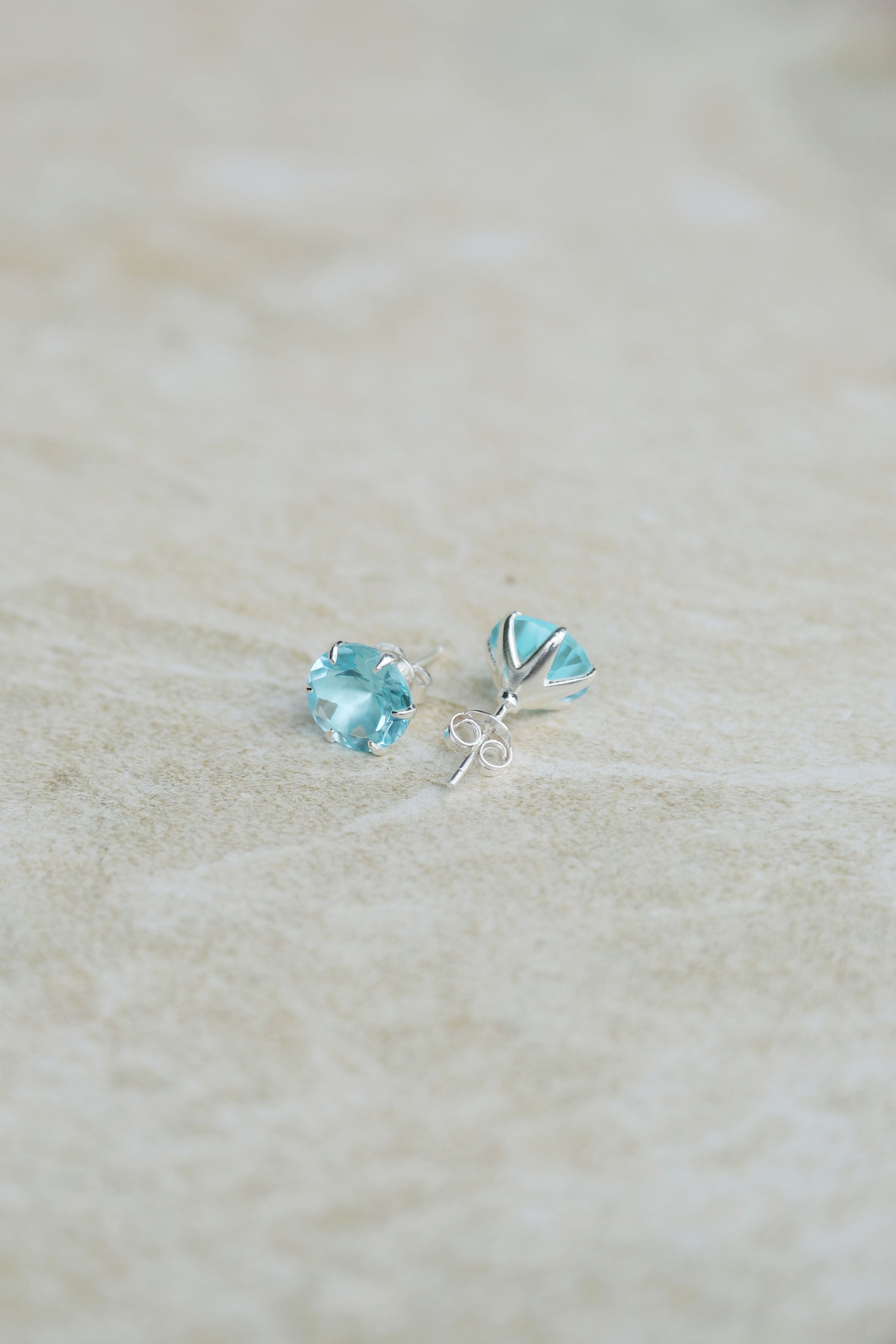 Blue Topaz Claw Set Studs