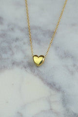 Small Gold Puff Heart Necklace