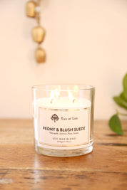 Peony and Blush Suede 3 Wick Candle