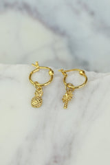 Gold Island Charm Earrings