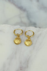 Gold Clam Shell Earrings