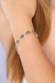 Peridot Tearshape Link Bracelet