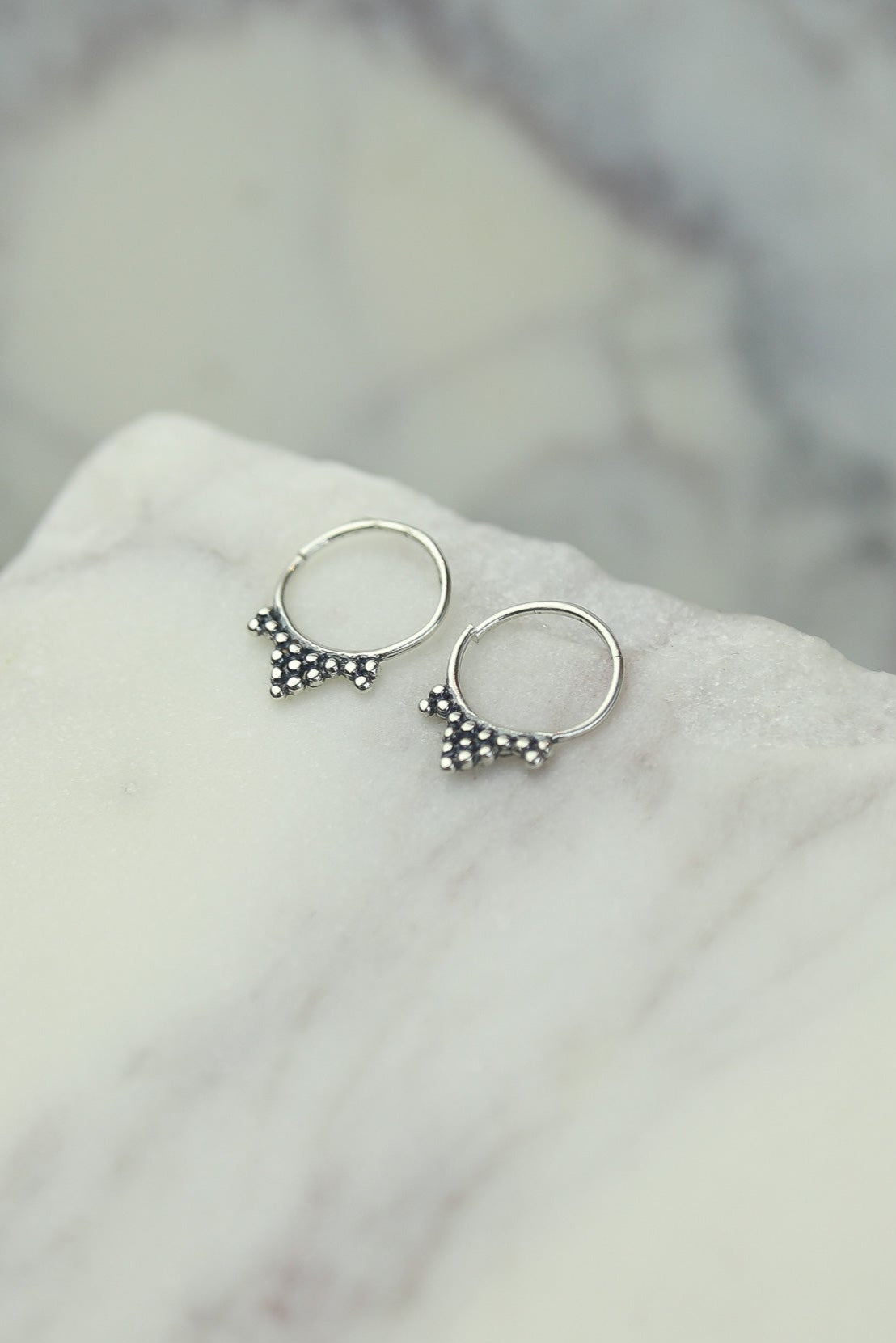 Small Silver Triple Pointed Hoops