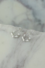 Bamboo Silver Hoops