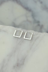 Remi Square Silver Hoops
