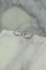 Silver Crosshatch Hoops