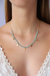 Amazonite Necklace with Gold Charms