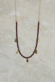 Rhodonite Necklace with Gold Charms