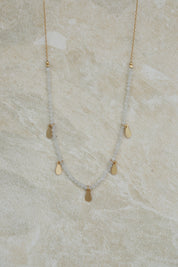 Rainbow Moonstone Necklace with Gold Charms